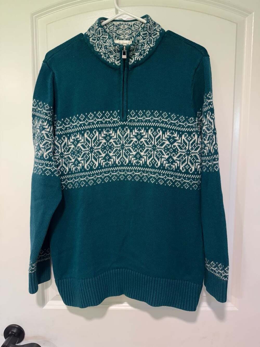 Fair Isle Nordic Quarter Zip Sweater Après Ski Chalet Grandpa Core Women’s XL